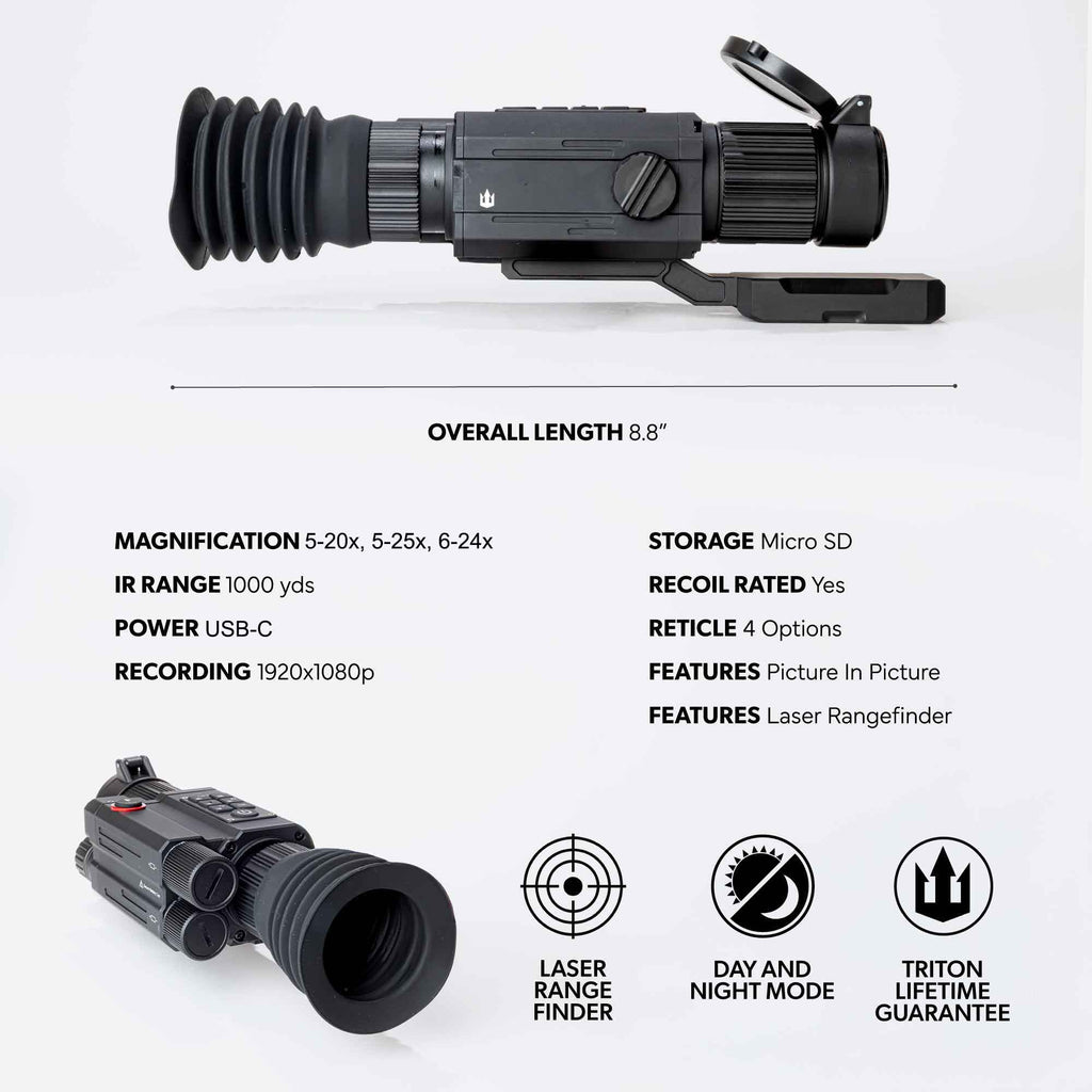 Triton StarStrike-R ULTRA HDX Digital Night Vision Scope | PiP + LRF Integrated Distance Measuring System