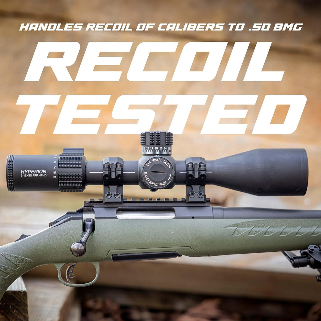 Hyperion 3-18x First Focal Plane High Power Variable Scope with Locking Turrets, Side Parallax, Illuminated Reticle, Zero Stop, FFP - MOA - Triton