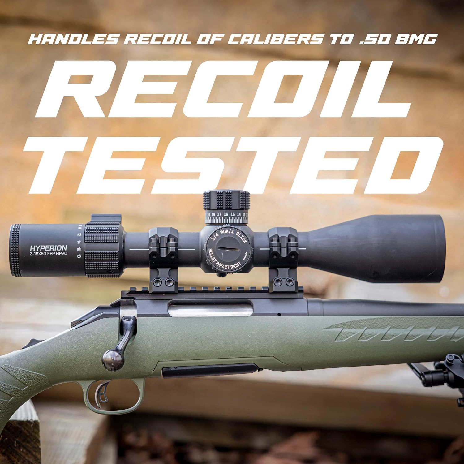 Hyperion 3-18x First Focal Plane High Power Variable Scope with Locking Turrets, Side Parallax, Illuminated Reticle, Zero Stop, FFP - MOA - Triton