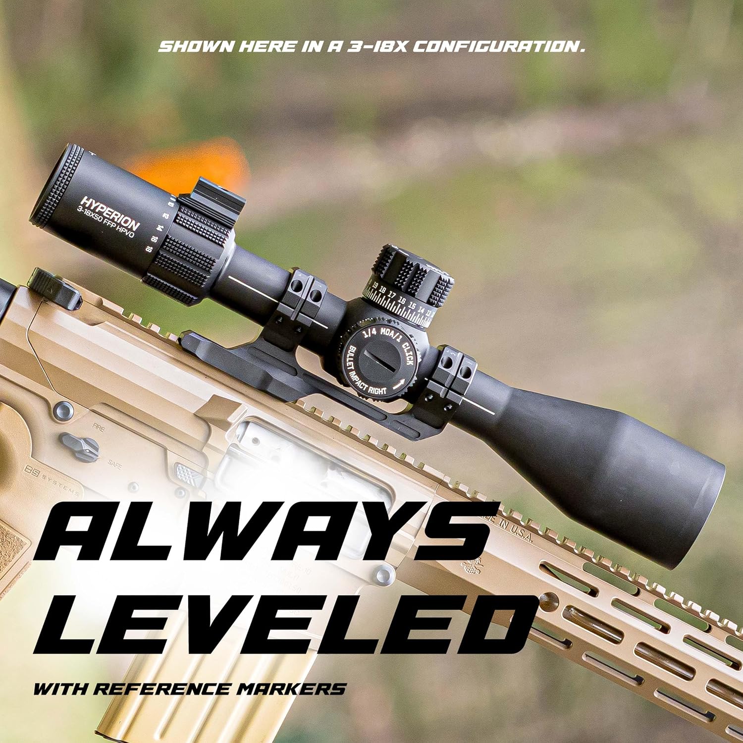Hyperion 3-18x First Focal Plane High Power Variable Scope with Locking Turrets, Side Parallax, Illuminated Reticle, Zero Stop, FFP - MOA - Triton