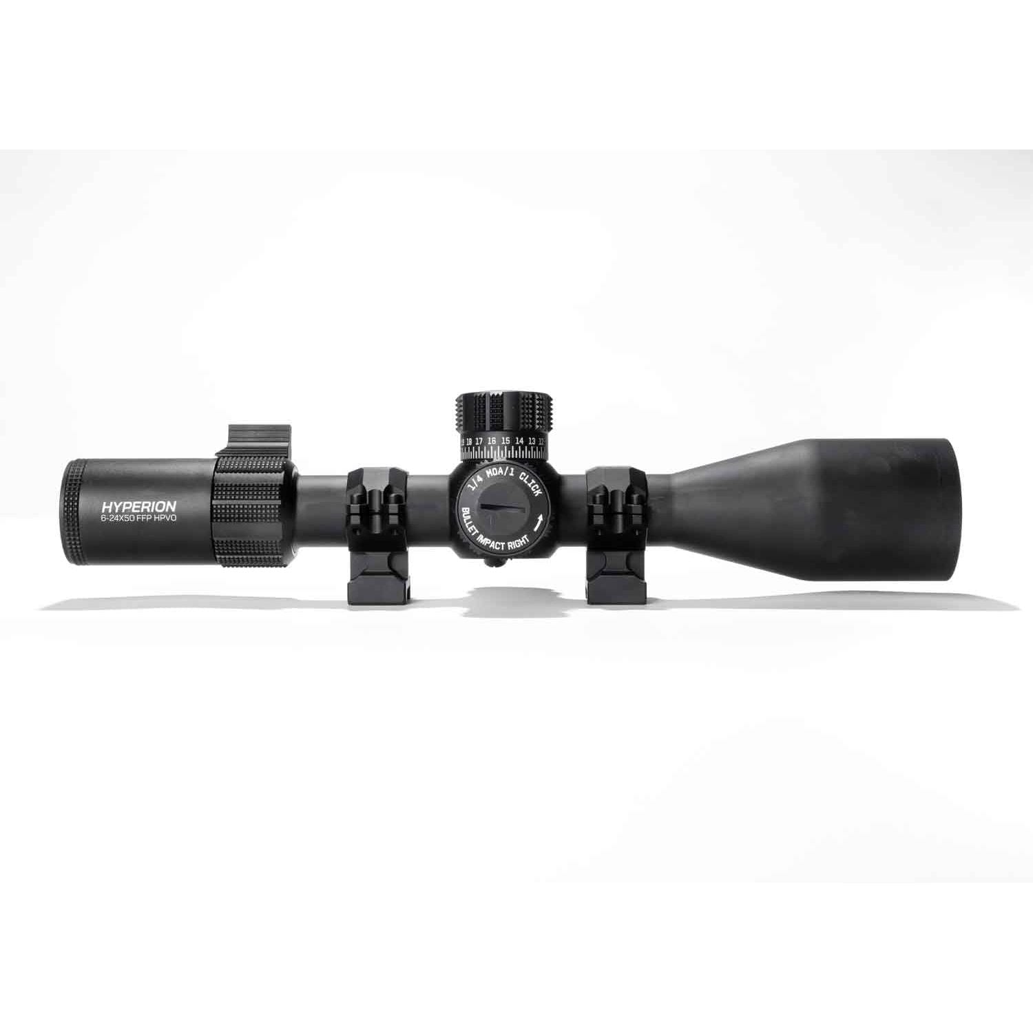 Hyperion 6-24x First Focal Plane High Power Variable Scope with SecureLock Locking Turrets, Side Parallax, Illuminated Reticle, FFP-MOA | MOA Reticle - Triton