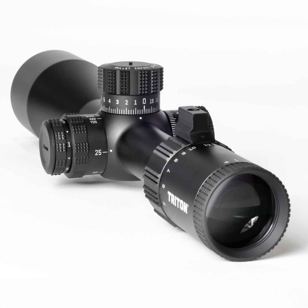 Hyperion 6-24x First Focal Plane High Power Variable Scope with SecureLock Locking Turrets, Side Parallax, Illuminated Reticle, FFP-MOA | MOA Reticle - Triton
