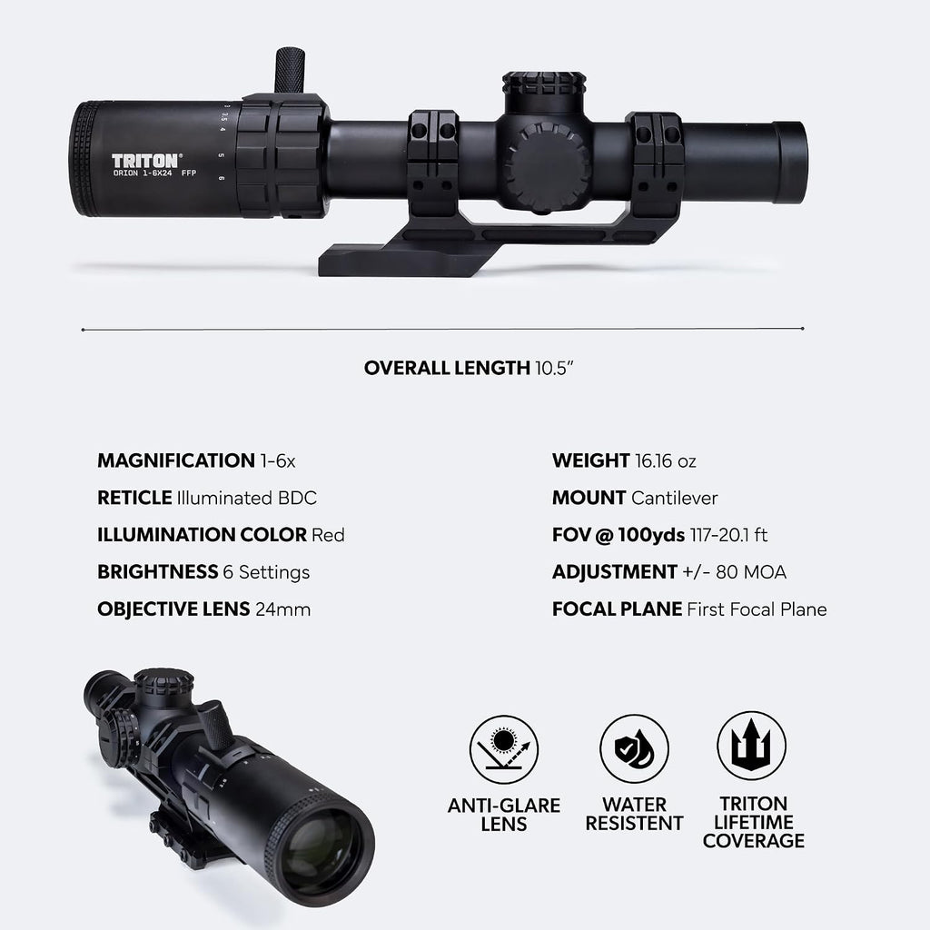 Triton 1-6x Orion First Focal Plane FFP LPVO Rifle Scope - Triton