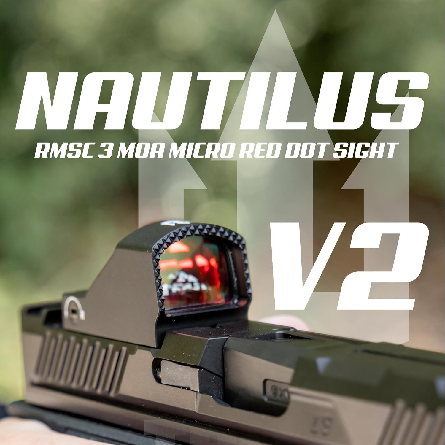 Triton Nautilus2 Micro Red Dot Sight for Pistol - RMSc 407K 507K Footprint - 3 MOA Red Dot Optic with Integrated Rear Sights - Shake Awake - 50000-Hour Battery - Triton