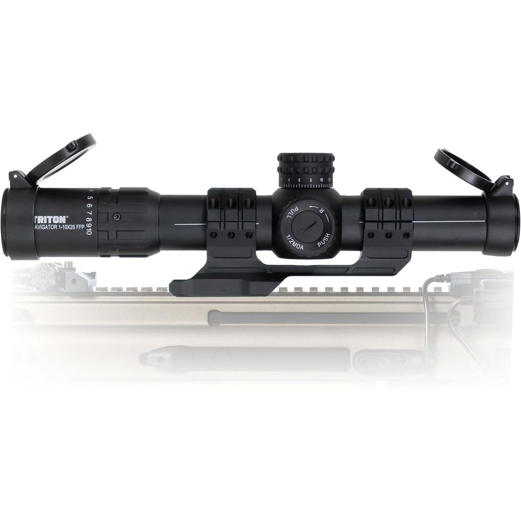 Triton Navigator+ 1-10x28 First Focal Plane FFP LPVO Rifle Scope | Chevron C2 BDC Reticle - Triton