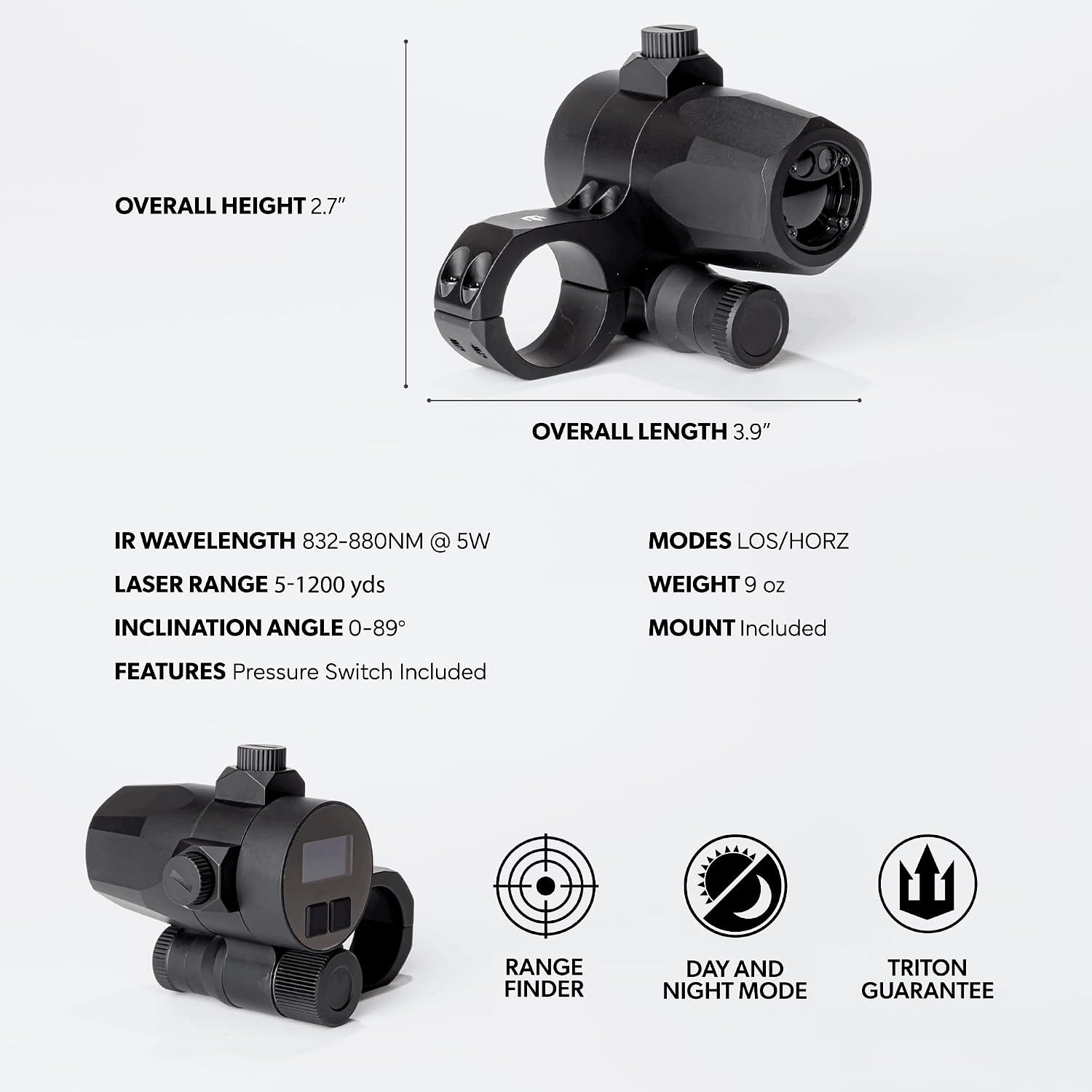 Triton RangeViper PRS Distance Measuring System - 30mm Scope Tube - Range Finder Target Up to 1200 Yards - Triton