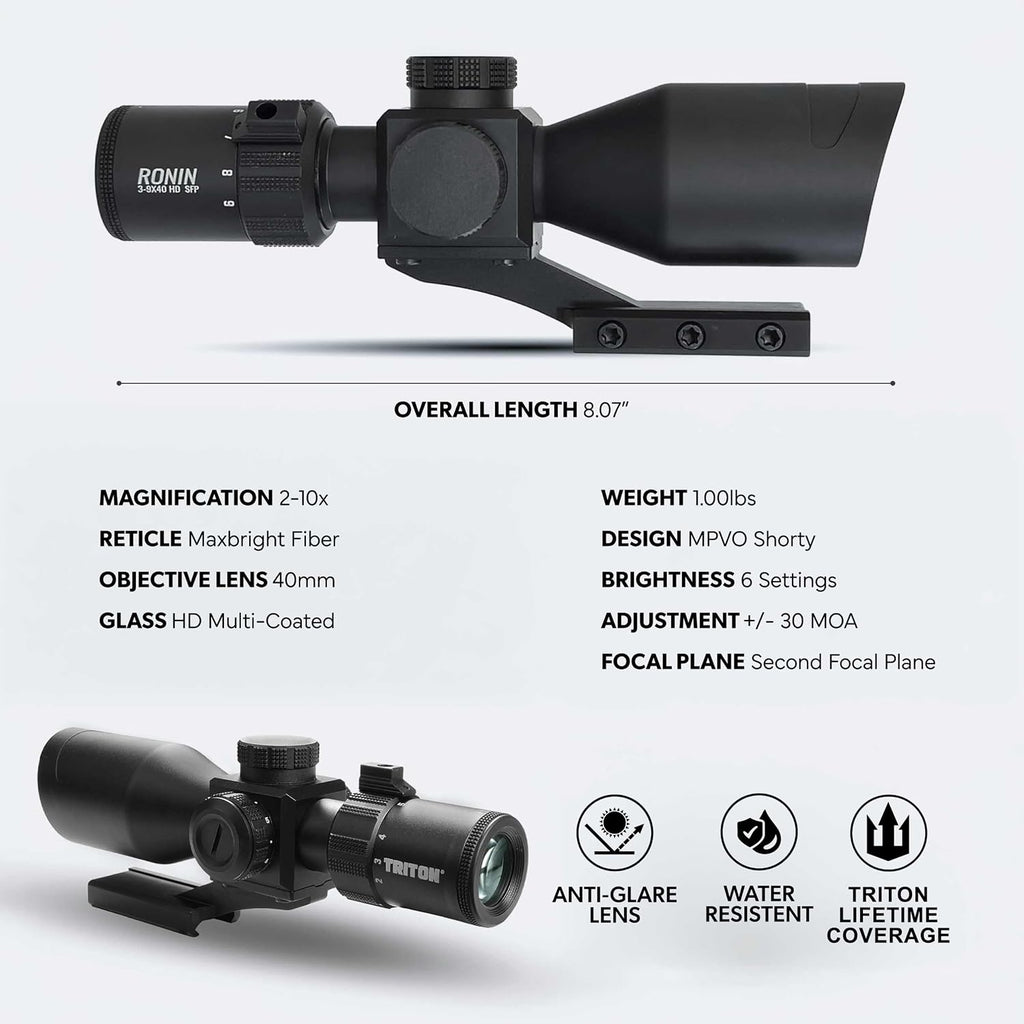 Triton Ronin HD 2-10x40 SFP MaxBright Fiber Reticle MPVO - Triton